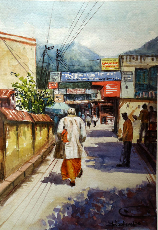 FOR GANGA DARSHAN (ART_8291_60474) - Handpainted Art Painting - 8in X 11in