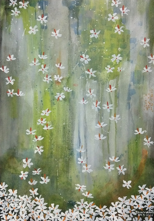 Mist (ART_7948_60290) - Handpainted Art Painting - 12in X 20in