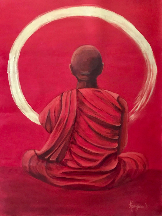 Buddha (ART_5220_60351) - Handpainted Art Painting - 18in X 24in