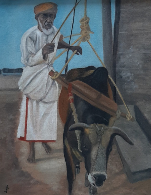 Oman culture (ART_8275_60166) - Handpainted Art Painting - 20in X 24in
