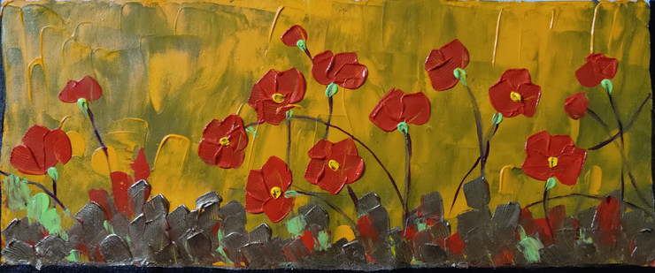 Flowers (ART_8134_59678) - Handpainted Art Painting - 20in X 10in