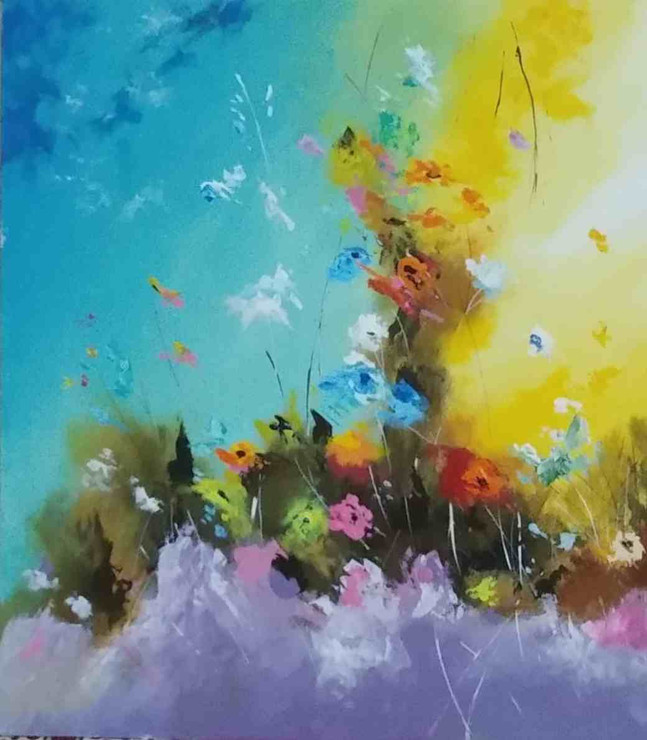 Color Embraced (ART_5868_54869) - Handpainted Art Painting - 30in X 42in