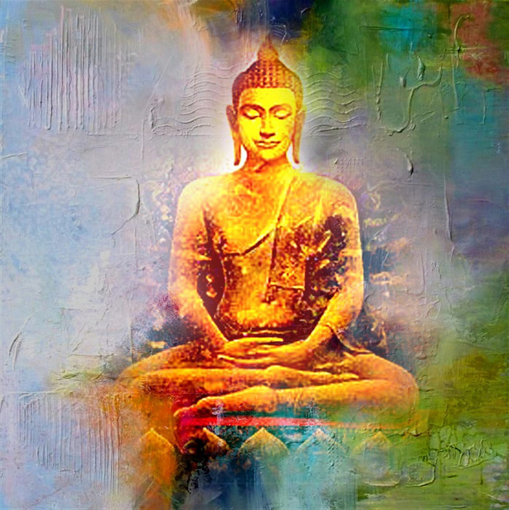 Buddha Meditation - Handpainted Art Painting - 32in X 32in