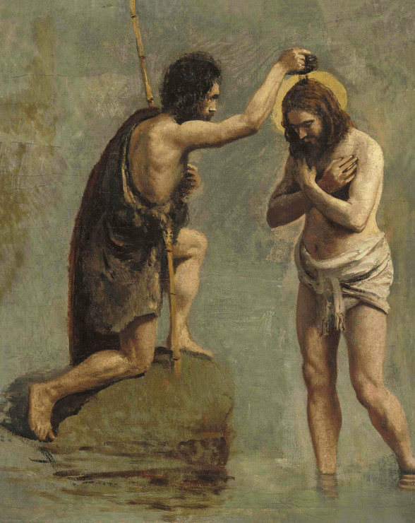 Jesus And Saint John (study For 'The Baptism Of Christ') (ca 1844) By Jean Baptiste Camille Corot (PRT_10657) - Canvas Art Print - 21in X 26in