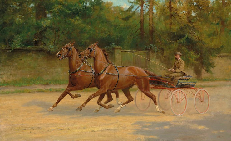 Walter Winans Driving A Carriage (1900) By Thomas Blinks (PRT_10627) - Canvas Art Print - 21in X 13in