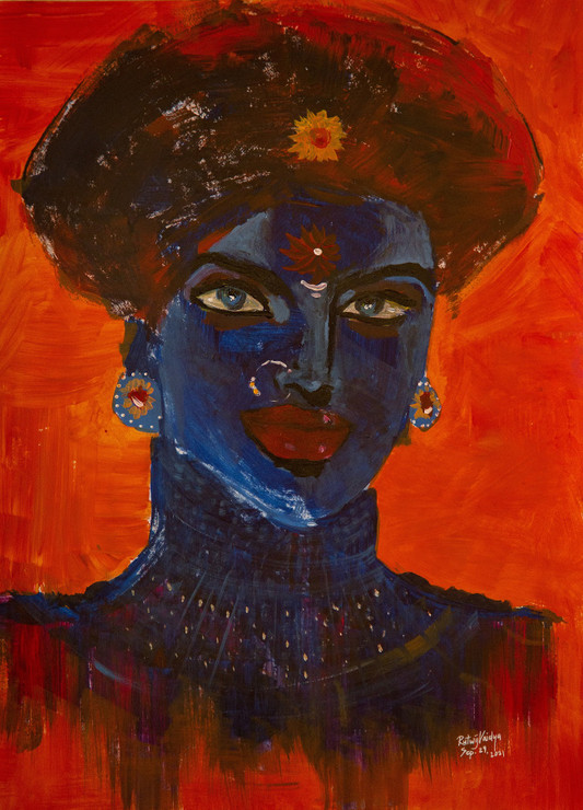 Maratha Warrior Queen (ART_8331_61070) - Handpainted Art Painting - 11in X 14in
