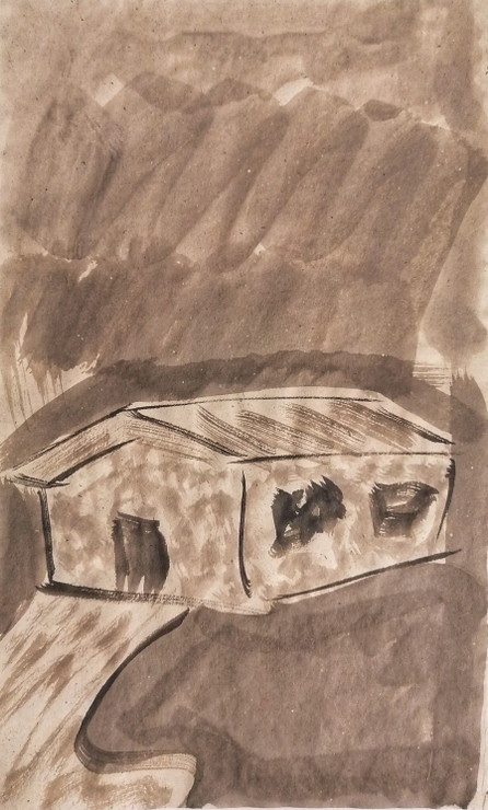 Home Sweet Home (ART_8148_61089) - Handpainted Art Painting - 7in X 11in
