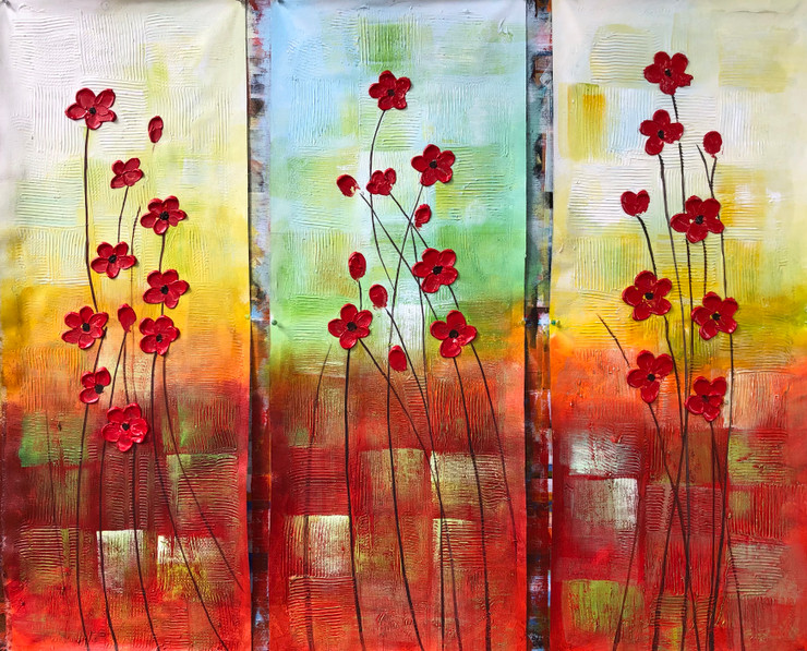 Flower painting  (ART_6706_61047) - Handpainted Art Painting - 36in X 36in