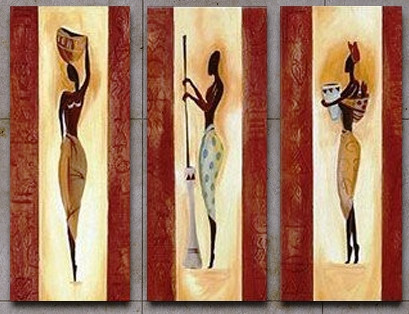 Tribal Flow 5 - 12in x 32in x 3pcs.,RTCSC_21_3632,Tribal Life,Tribal People group,Museum Quality - 100% Handpainted Buy Painting Online in India.