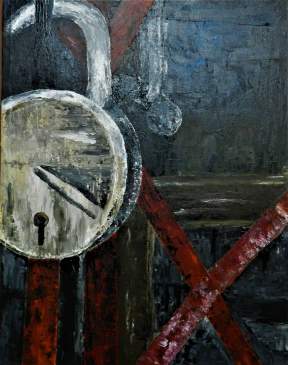 Trapped (ART_8326_61030) - Handpainted Art Painting - 22in X 27in