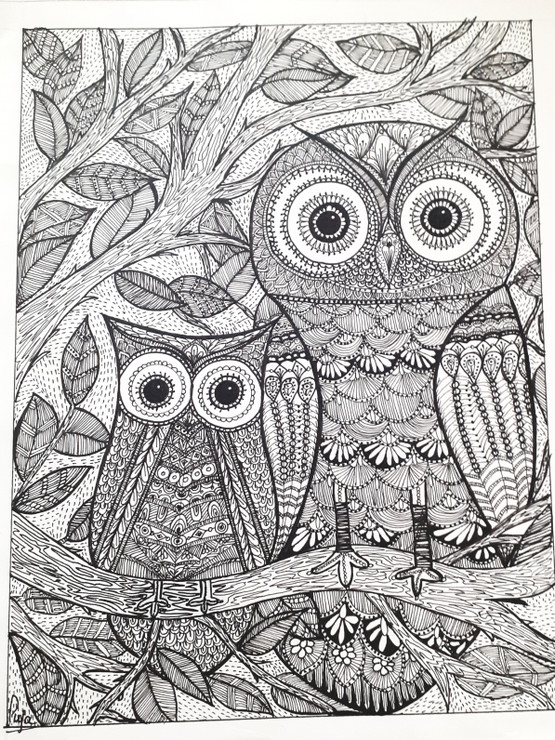 Wise owl (ART_8336_61213) - Handpainted Art Painting - 9in X 11in