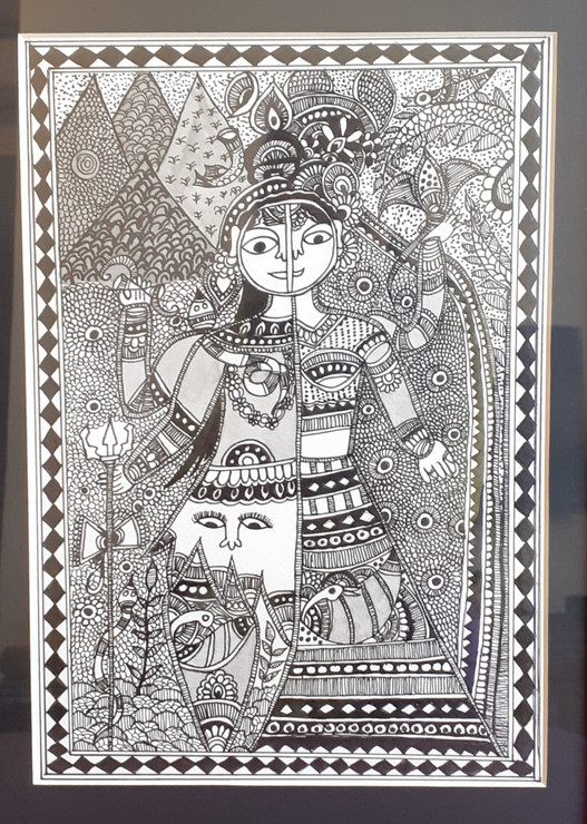 Ardhanarishwar  (ART_8336_61220) - Handpainted Art Painting - 8in X 12in