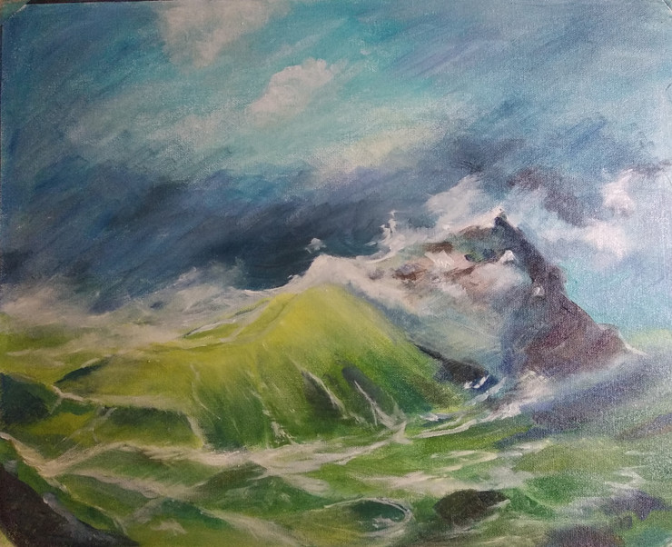 Rough Sea (ART_8343_61404) - Handpainted Art Painting - 20in X 16in