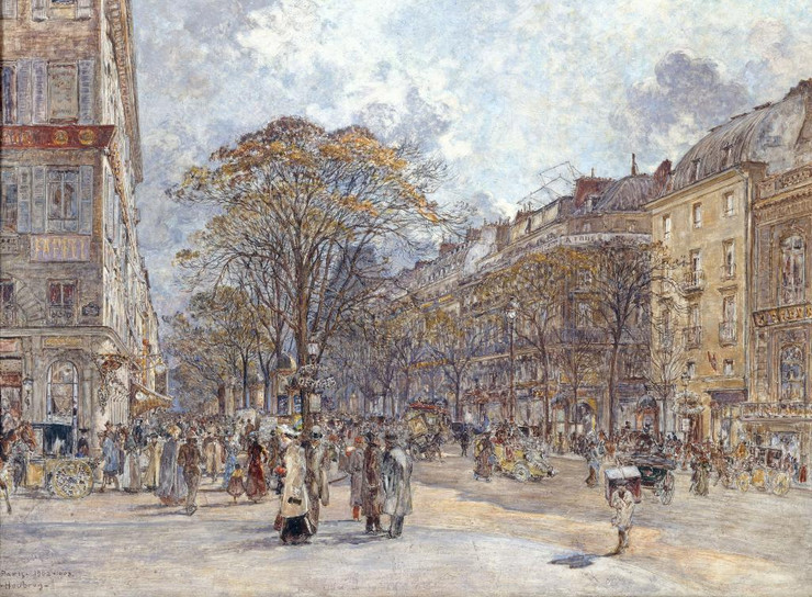 Boulevard Des Italiens, Morning Aspect (1902) By Fr√©d√©ric Houbron (PRT_10792) - Canvas Art Print - 25in X 18in