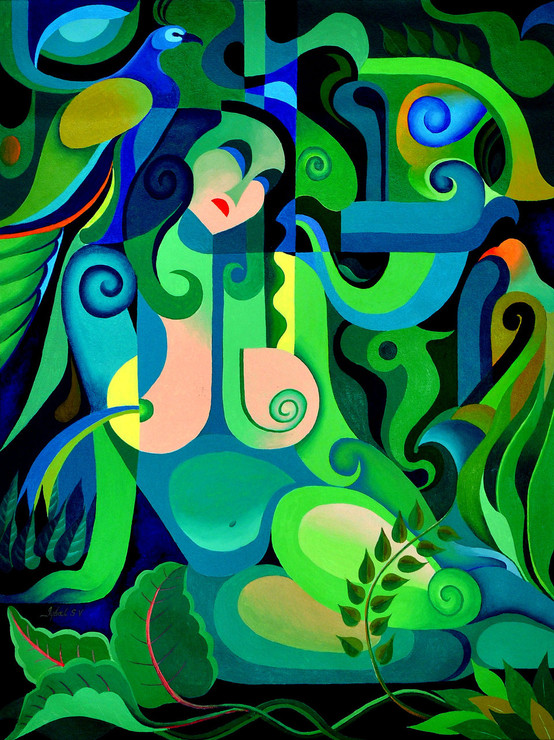 Composition 4,Abstract,Beauty Of Green,Shapes,Patterns,Design,Abstract Lady