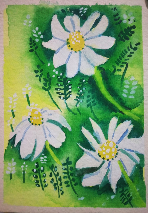 Flowers (ART_8314_61411) - Handpainted Art Painting - 8in X 6in