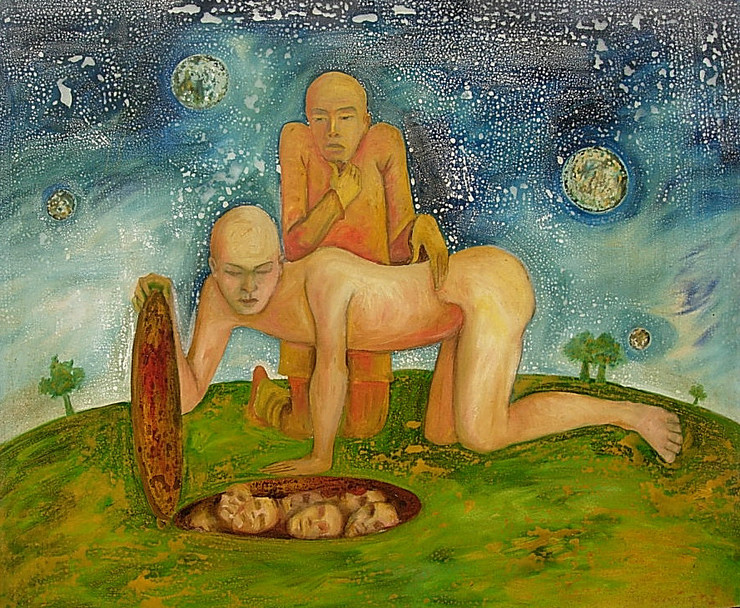 Observer II (ART_8091_57575) - Handpainted Art Painting - 36in X 30in