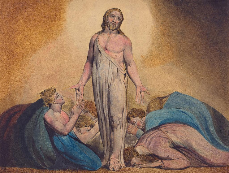 Christ Appearing To His Disciples After The Resurrection (1795) By William Blake (PRT_10808) - Canvas Art Print - 23in X 17in