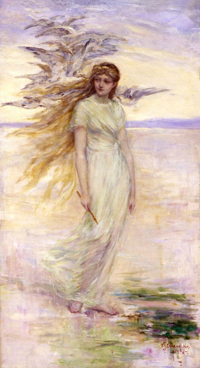 The Viking‚Äôs Daughter (1887) By Frederick Stuart Church (PRT_10826) - Canvas Art Print - 12in X 21in