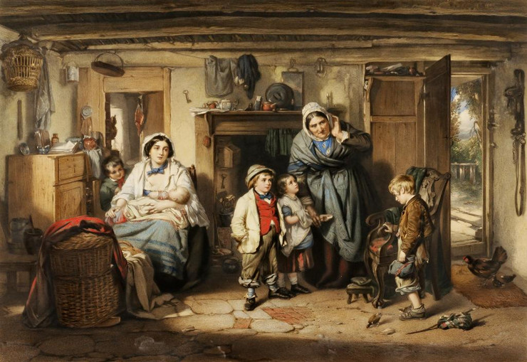 Mitherless Bairn (1861) By Samuel Cousins (PRT_10834) - Canvas Art Print - 32in X 22in