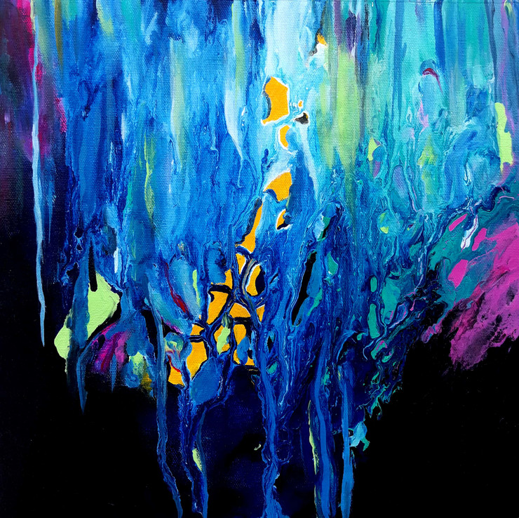 Abstract Fluid Acrylic Painting Foresight (ART_8034_61769) - Handpainted Art Painting - 12in X 12in