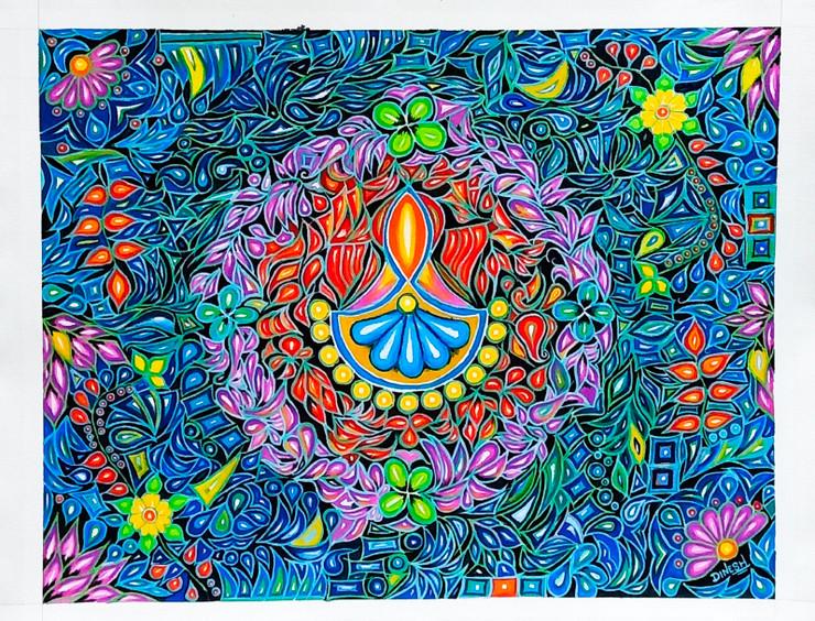 Festival design  (ART_8203_61921) - Handpainted Art Painting - 28in X 22in