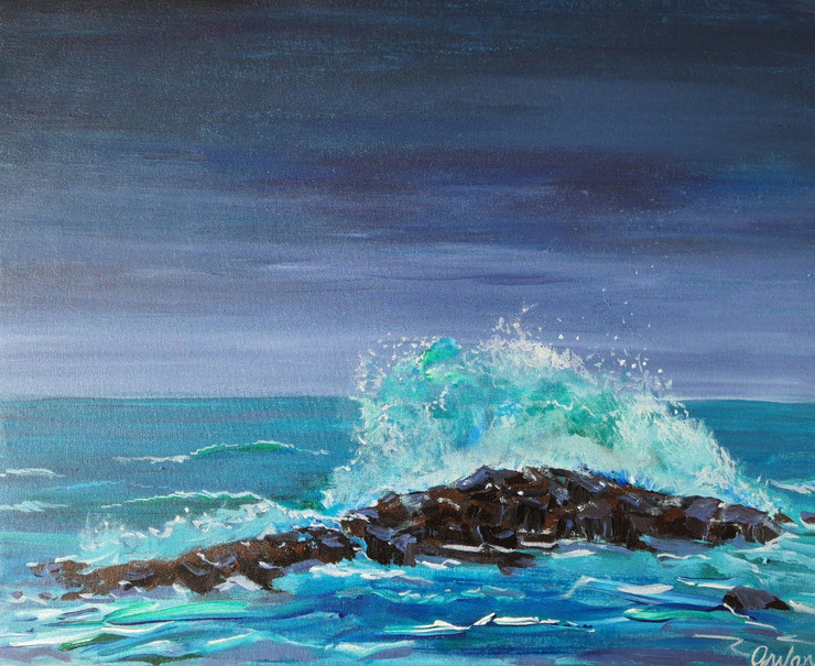Angry Wave (ART_7767_61919) - Handpainted Art Painting - 20in X 16in