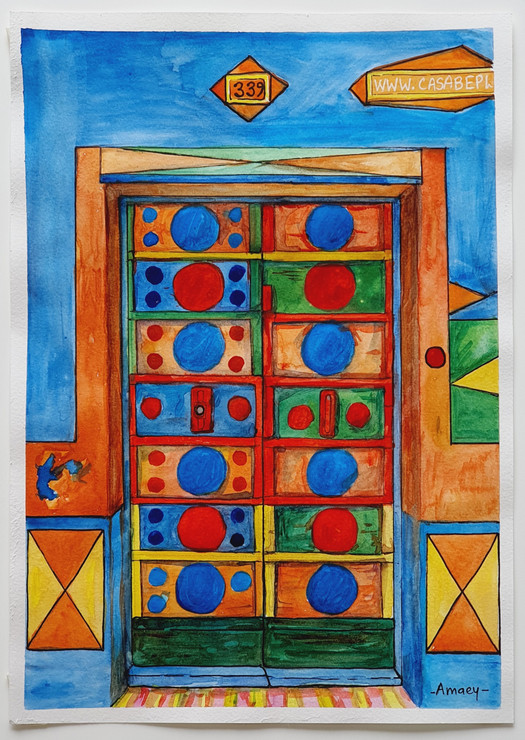 Pop Door in Spain (PRT_7989_61848) - Canvas Art Print - 8in X 11in
