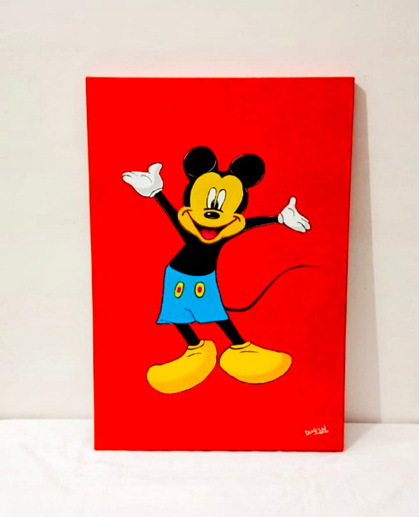 Mickey Mouse 01 (ART_8203_60705) - Handpainted Art Painting - 15in X 22in