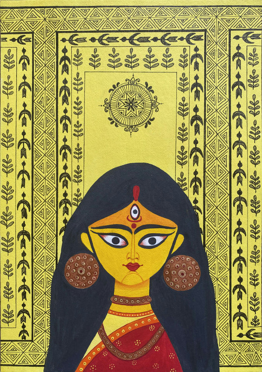 Trinayani (ART_8088_62041) - Handpainted Art Painting - 8in X 12in