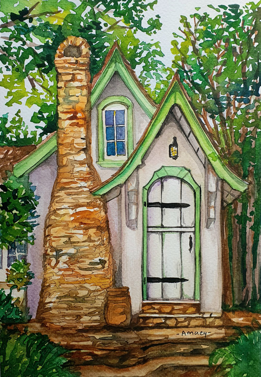 White cottage-The Classic one (ART_7989_62005) - Handpainted Art Painting - 8in X 11in