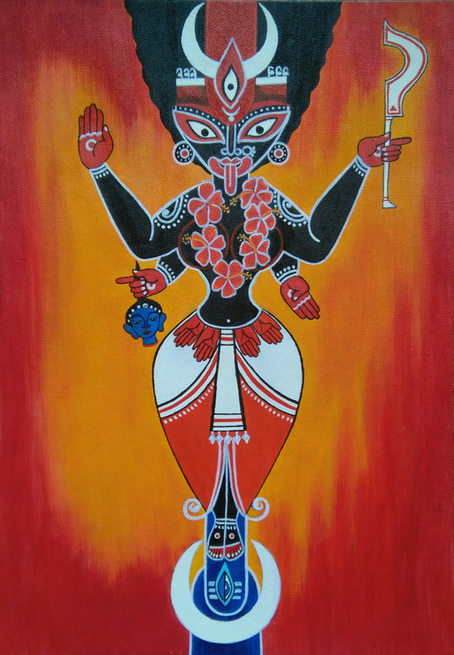 Shyama (ART_8088_62074) - Handpainted Art Painting - 8in X 11in