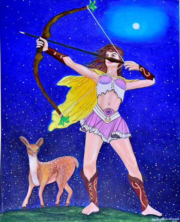 Artemis 3 (ART_8370_62212) - Handpainted Art Painting - 16in X 20in