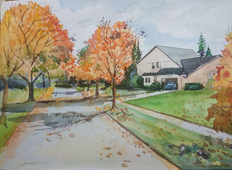 Falls (ART_8343_62206) - Handpainted Art Painting - 20in X 16in