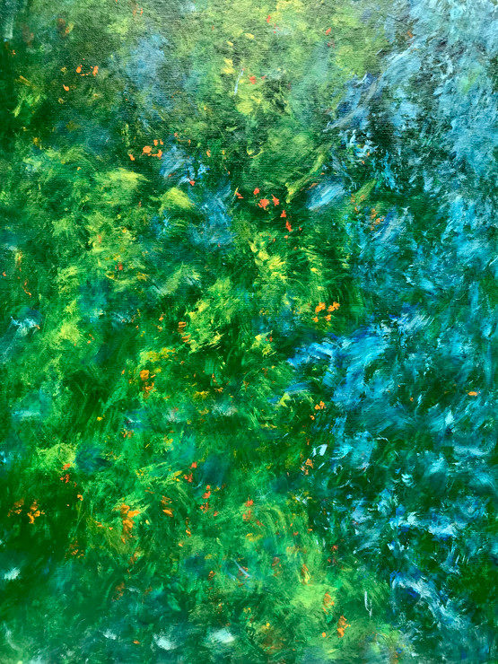 Blue green abstract (ART_8370_62461) - Handpainted Art Painting - 16in X 20in