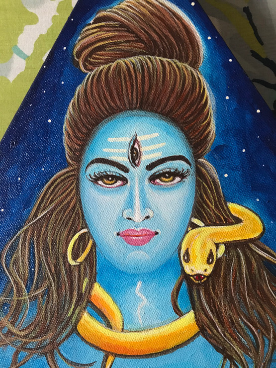 Shiva eyes (ART_8370_62459) - Handpainted Art Painting - 8in X 8in