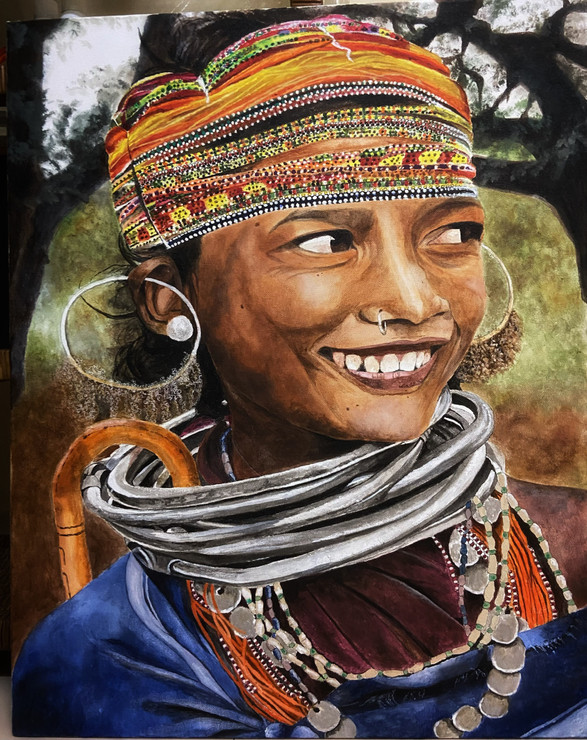 The Smile (ART_7367_62385) - Handpainted Art Painting - 24in X 30in