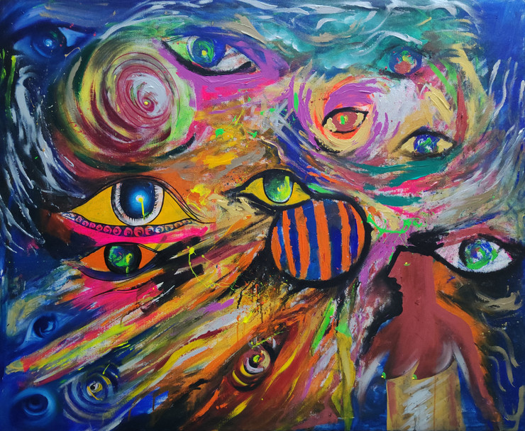 Eye for Eye Trilogy (ART_8367_62422) - Handpainted Art Painting - 124in X 102in