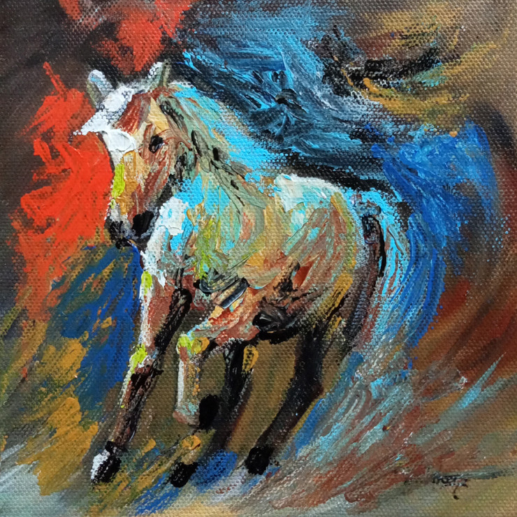 Horse 2 (ART_1038_62761) - Handpainted Art Painting - 24in X 24in