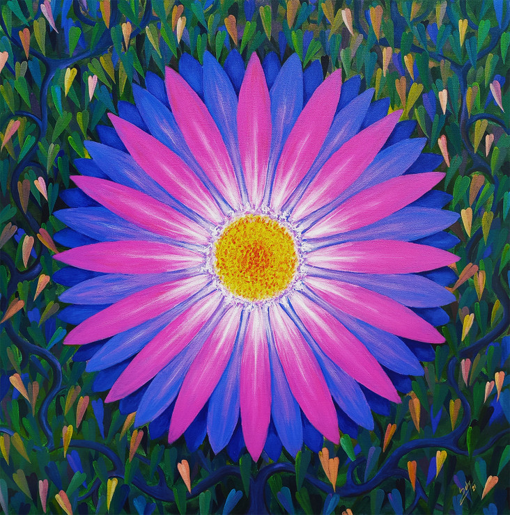 Flower of Energy (ART_464_62743) - Handpainted Art Painting - 30in X 30in