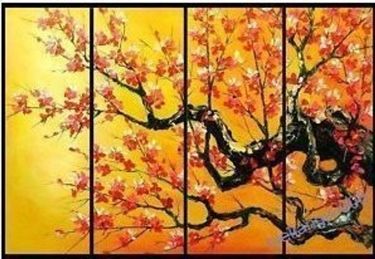 The Flow of Time 9 - 48in X 36in (Details Inside),RTCSC_43_4836,Oil Colors,Tree Life,Yellow Tree,Beauty Of Yellow Tree,Multi Piece Paintings,Museum Quality - 100% Handpainted - Buy Painting Online in India.