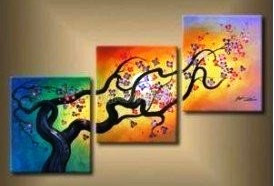 Wonderful Life 5 - 48in X 24in (Details Inside),RTCSC_45_4824,Oil Colors,Tree Life,Colorful Tree,Multi Piece Paintings,Museum Quality - 100% Handpainted - Buy Painting Online in India.