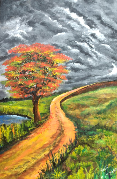 Solitary Braveheart (ART_8405_62893) - Handpainted Art Painting - 24in X 36in