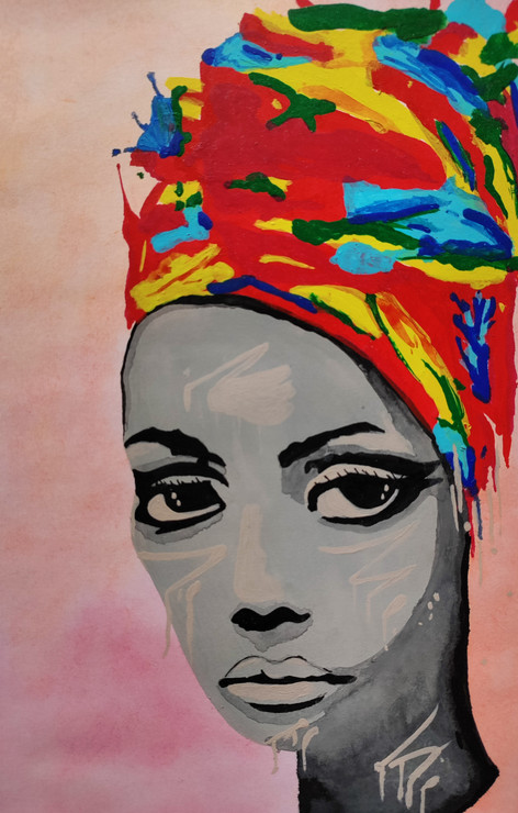Tribal Queen-Pop art (ART_8414_63431) - Handpainted Art Painting - 6in X 9in