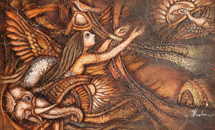 Untitled Edition 4 Of 10 (ART_8413_63377) - Handpainted Art Painting - 14in X 9in