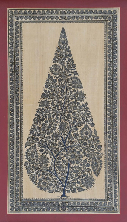 Rudrakshya Tree in Black (ART_8412_63347) - Handpainted Art Painting - 16in X 26in