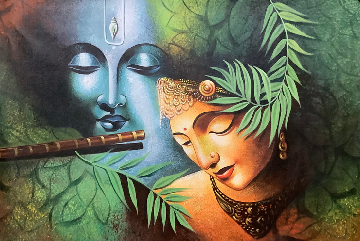The Divine Radha Krishna-26 BY ARTOHOLIC (ART_3319_63525) - Handpainted Art Painting - 36in X 24in