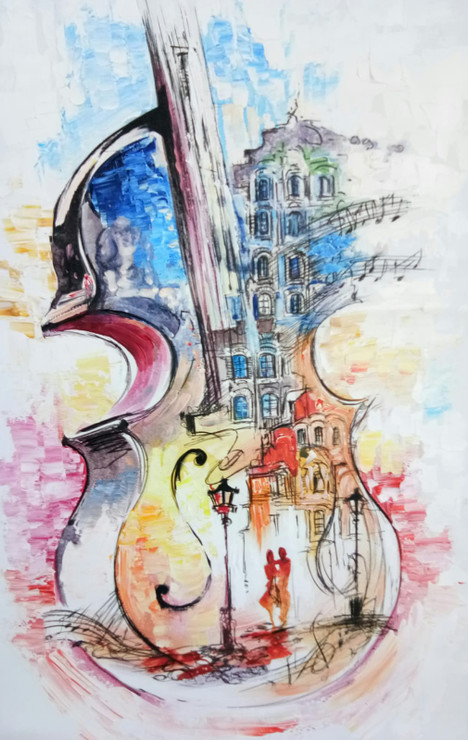 MUSICAL ABSTRACT BY ARTOHOLIC (ART_3319_63573) - Handpainted Art Painting - 24in X 36in