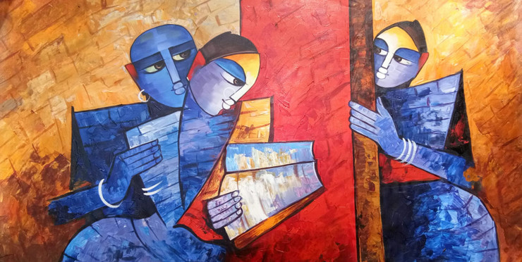 MODERN FIGURES-8 BY ARTOHOLIC (ART_3319_63655) - Handpainted Art Painting - 48in X 24in