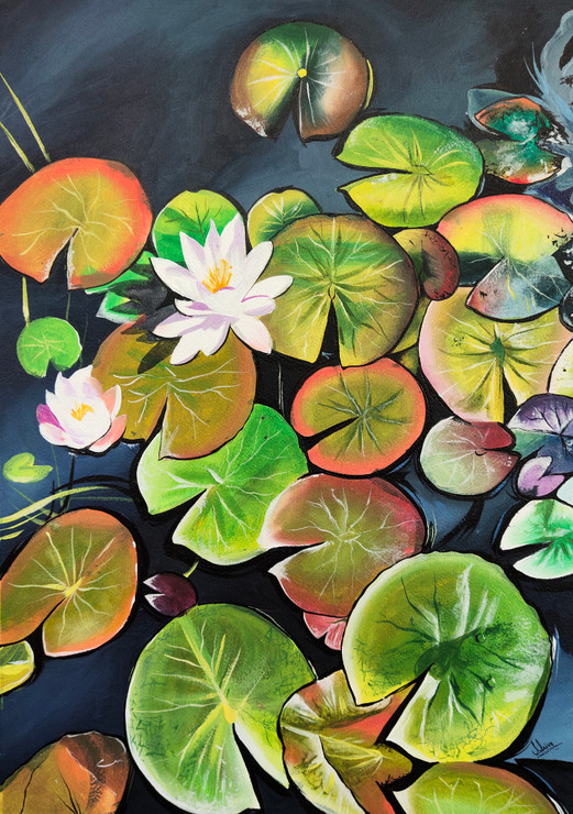 Lotus (ART_329_63633) - Handpainted Art Painting - 13in X 18in